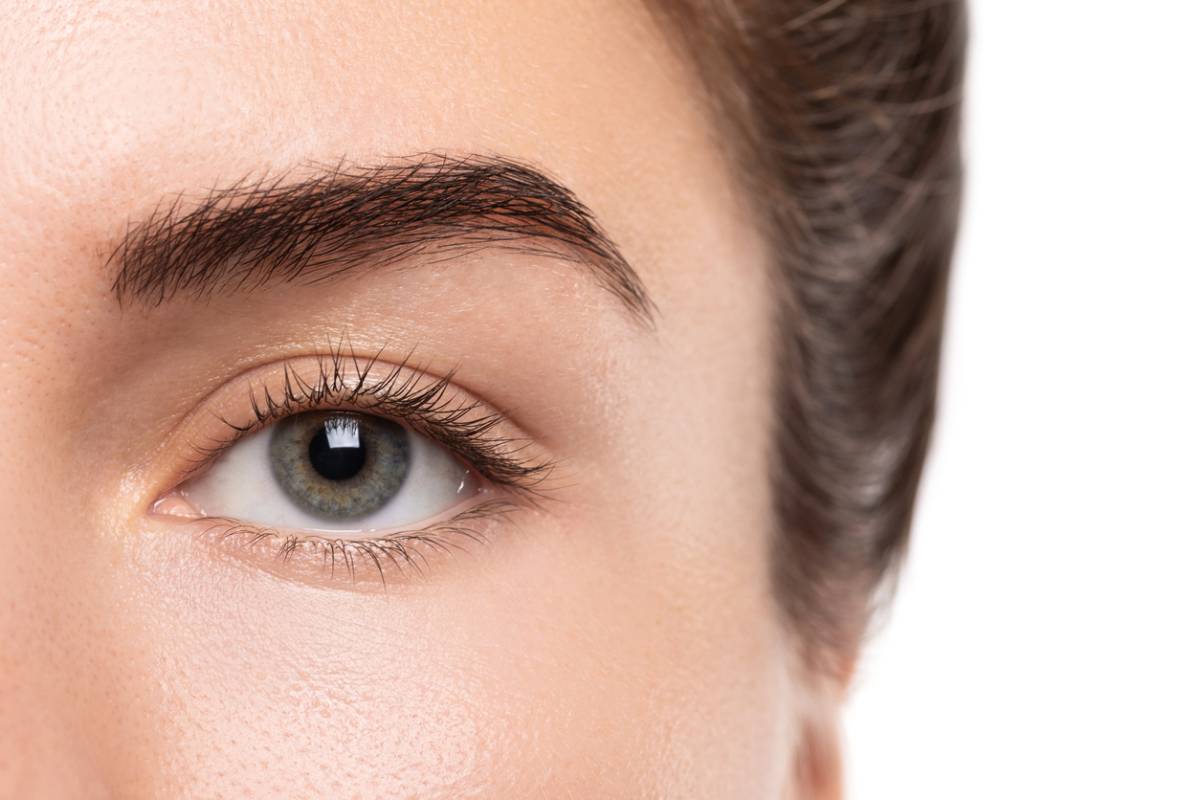 Closeup of young female eye without makeup