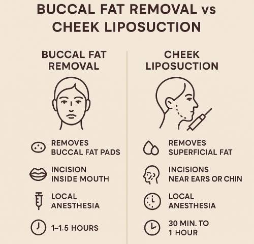 Infographic for Buccal Fat Removal versus Cheek Liposuction